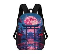 sinyumoney Kids Torii Gate Moonlit Backpack for Boys And Girls, Kid Backpack Travel Bagpack School Bag for Teenagers 17inch