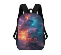 sinyumoney Kids Train Journey Through Cosmic Skies Backpack for Boys And Girls, Kid Backpack Travel Bagpack School Bag for Teenagers 17inch