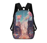 sinyumoney Kids Utopian Floating Cityscape Backpack for Boys And Girls, Kid Backpack Travel Bagpack School Bag for Teenagers 17inch
