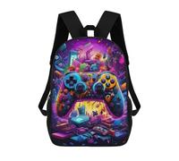 sinyumoney Kids Vibrant Gaming Controller Artwork -29 Backpack for Boys And Girls, Kid Backpack Travel Bagpack School Bag for Teenagers 17inch