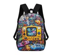 sinyumoney Kids Vibrant Retro Gaming Collage -7 Backpack for Boys And Girls, Kid Backpack Travel Bagpack School Bag for Teenagers 17inch