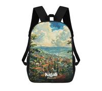 sinyumoney Kigali, Rwanda Cityscape Art 3D Printed Children's School Backpack for Kids High Capacity Travel Rucksacks Book Bags Kids School Bag Back Pack 17inch