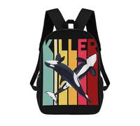 sinyumoney Killer Whale Children's School Backpack Fashion Casual Children's Backpacks 3D Printed School Bags Boy Large Backpack 17inch
