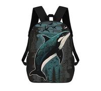 sinyumoney Killer Whale Kids School Backpack School Bag 3D Printed School Bag for Boys Elementary And Middle School Students 17inch