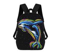 sinyumoney Killer Whale Neon Lines Children's School Backpack 3D Printed for Kids Travel Rucksacks Book Bags for Boys Elementary School Students 17inch