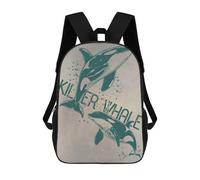 sinyumoney Killer Whale Orca Backpacks Kids School Backpack School Bag 3D Printed Fashion School Bags for Boys Elementary And Middle School Students 17inch
