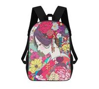sinyumoney Kimono Pastel Girl Flower Backpack School Bag Secondary Causal Travel High School Bags for School/Work/Travel 17inch