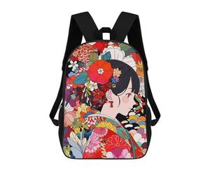 sinyumoney Kimono Pattern Girl Anime School Bags Computer Rucksack for School/Work/Travel for Girls Boys Teenage 17inch