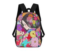 sinyumoney Kimono Ukiyoe Japanese Art Children's School Backpack 3D Printed for Kids Travel Rucksacks Book Bags Kids School Bag 17inch