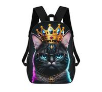 sinyumoney King Black Cat Neon Backpack with Pocket 3D Printed Backpacks, Travel Rucksacks Book Bags Kids School Bag 17inch