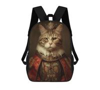 sinyumoney King Cat with A Crown Rucksacks 3D Printed Children Backpacks Fashion Casual Daypack Cute Travel Bags Outdoor Casual Daypack for Boy And Girl 17inch
