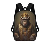 sinyumoney King Chimpanzee Rucksack Fashion Stationery Backpack Waterproof Casual Daypacks for Men, Women & Teenage Boys 17inch
