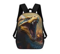 sinyumoney King Cobra Backpacks Kids School Backpack School Bag 3D Printed School Bag for Boys Elementary And Middle School Students 17inch
