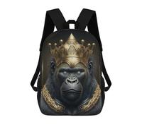 sinyumoney King Gorilla Art Deco Kids Backpack, Backpack School Bag, Backpacks Kids School 3D Printed School Bags for Elementary And Middle School Students Teens Birthday Gift 17inch