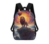 sinyumoney King Lion Backpacks Children's Backpacks School Bag 3D Printed Children's School Backpack Fashion Travel Backpacks for Kids Elementary Middle School 17inch