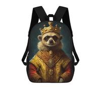 sinyumoney King Meerkat Children's School Backpack 3D Printed for Kids Travel Rucksacks Book Bags for Boys Elementary School Students 17inch
