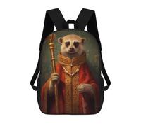 sinyumoney King Meerkat with A Crown Children's Backpacks School Backpack 3D Printed for Kids Travel Rucksacks Book Bags Kids 17inch School Bag