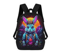 sinyumoney King Neon Rabbit Kids Backpack Girls 3D School Bags, Children's Rucksack Toddler Schoolbag,Casual Daypacks Fashion Bookbag Bag 17inch