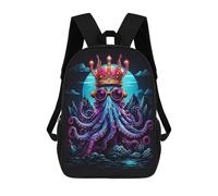 sinyumoney King Octopus School Bags High Secondary School Bags Casual Backpack for Campus Outdoor Travel Sports 17inch