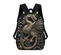 sinyumoney King Of Dragon Art Deco 3D Printed Children's 17 Inch Backpacks 3D Printed Casual School Bag for Boys Elementary And Middle
