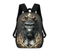 sinyumoney King of The Apes Golden Majesty Backpack School Rucksack Casual Daypacks School Work Travel Bag for Boys/Girls/Teenagers 17inch