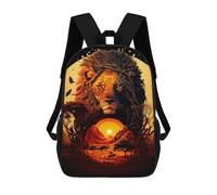 sinyumoney King of The Savannah Backpacks, Kids Backpack Student School Bag 3D Printed Travel Backpacks Fashion Accessory Backpack Children Waterproof School Bags 17inch