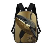 sinyumoney King Orca Whale Backpack School Lightweight Casual Daypack School Backpacks for Boys/Girls/Teenagers 17inch