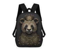 sinyumoney King Panda Gold Deco School Backpack Lightweight Airport College Students Back Pack for Girls Boys Teenage 17inch