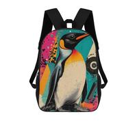 sinyumoney King Penguin Pop Art Colorful Pop Art Penguin Children's School Backpack 3D Printed for Kids Travel Rucksacks Book Bags for Boys Elementary School Students 17inch