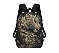 sinyumoney King Predator Tiger Kids School Backpack 17 Inch School Bag 3D Printed School Bag for Boys Elementary And Middle School Students