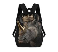 sinyumoney King Rhino Golden Art Deco Children's 17 Inch School Backpack 3D Printed Casual Daypacks for Kids Travel Rucksacks Book Bags Kids School Bag