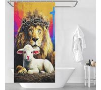 sinyumoney Kingdom of Peace Lion And Lamb Anti-Mould Proof Resistant Thicken Durable Polyester Bathroom Decor Curtains for Bathroom with Hooks 35.43x70.87Inch（90x180cm）