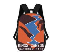 sinyumoney Kings Canyon Travel Poster 3D Printed 17 Inch School Backpack Children's Backpacks 3D Printed Cool Knapsack for Boys Elementary And Middle