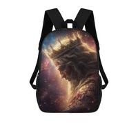 sinyumoney King's Crown Celestial Majesty 3D Printed 17inch School Bag Children's School Backpack Travel Backpacks Casual Fashion Bag for Kids School Students