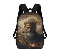 sinyumoney King's Crown Portrait Backpack School Bag Daypacks Business Backpack Water Resistant Bookbag for Girls Boys Teenage 17inch