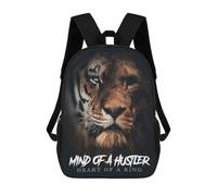 sinyumoney King's Roar Motivation Fashion Student School Backpack Suitable for Boys Girls Kids Casual Outdoor Travel Essential Daypack 17inch