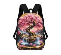 sinyumoney Kintsugi Cherry Blossom School Bag Backpack Teen Schoolbag 3D Printing Adjustable Schoolbag Fashion Pocket Bag for Kids Boys Girls Students And Teenagers Fans 17inch