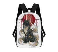sinyumoney Kitsune 3D Printed Children's 17 Inch Backpacks 3D Printed Casual School Bag for Boys Elementary And Middle