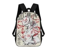 sinyumoney Kitsune Dark 3D Printed School Backpack Casual Children's Backpacks 3D Printed School Bag for Boys Elementary And Middle 17inch