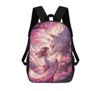 sinyumoney Kitsune Ethereal Bond School Backpack Lightweight Casual Daypack School Backpacks for Boys/Girls/Teenagers 17inch
