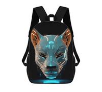 sinyumoney Kitsune Fox Mask Backpack with Pocket 3D Printed Backpacks, Travel Rucksacks Book Bags Kids School Bag 17inch