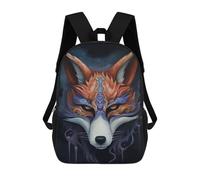 sinyumoney Kitsune Fox Mask Charm Backpack Kids School Backpack School Bag 3D Printed Fashion School Bag for Boys Elementary And Middle School Student 17inch