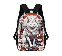 sinyumoney Kitsune Fox Mask School Backpack School Bags For Girls Boys Backpack With Pocket Fashion School Bag Kids Backpack 17inch