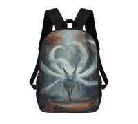 sinyumoney Kitsune Japanese Fox Kids School Backpack 17 Inch School Bag 3D Printed School Bag for Boys Elementary And Middle School Students