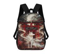 sinyumoney Kitsune Spirit Gate Backpack with Pocket 3D Printed Backpacks, Travel Rucksacks Book Bags Kids School Bag 17inch