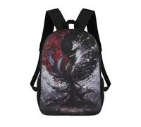 sinyumoney Kitsune Spirit Painting Backpack 3D Printed Children's School Backpack for Kids High Capacity Travel Rucksacks Book Bags Kids School Bag Back Pack 17inch