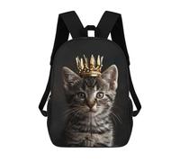 sinyumoney Kitten Cat Cute King School Bag Backpack Teen Schoolbag 3D Printing Adjustable Schoolbag Fashion Pocket Bag for Kids Boys Girls Students And Teenagers Fans 17inch