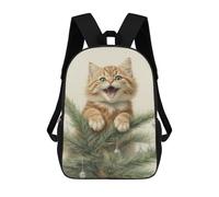 sinyumoney Kitten in Christmas Tree Children's School Backpack Fashion Casual Children's Backpacks 3D Printed School Bags Boy Large Backpack 17inch