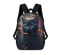 sinyumoney Kitten In Flowers 3D Printed 17inch School Bag Children's School Backpack Travel Backpacks Casual Fashion Bag for Kids School Students
