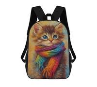 sinyumoney Kitten in Rainbow Scarf Backpack School Backpack Kids School Bag Large Capacity Kids Backpack for School Rucksack 3D Book Bag Gifts for Kids 17inch